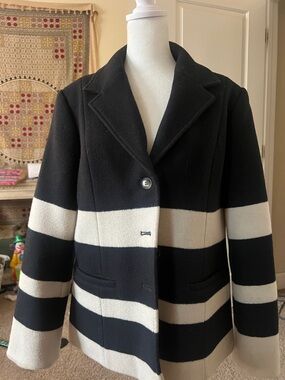 Pendleton Black & Cream Striped Peacoat